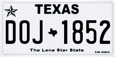 TX license plate DOJ1852