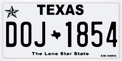 TX license plate DOJ1854