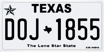 TX license plate DOJ1855