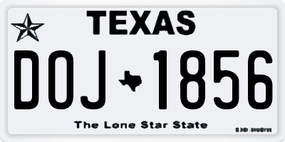 TX license plate DOJ1856