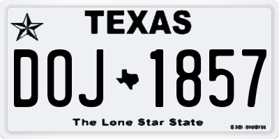 TX license plate DOJ1857