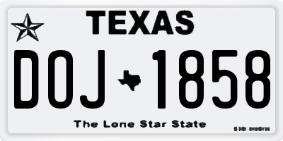 TX license plate DOJ1858