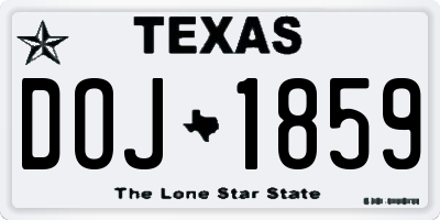TX license plate DOJ1859
