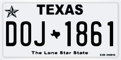 TX license plate DOJ1861