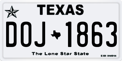 TX license plate DOJ1863