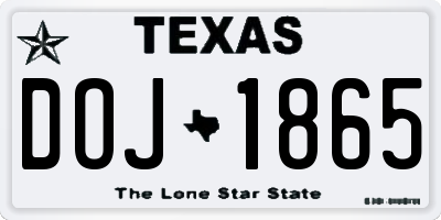 TX license plate DOJ1865