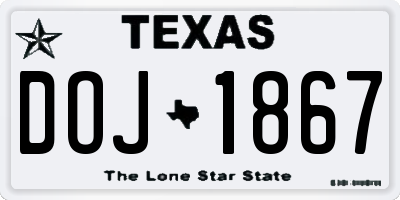 TX license plate DOJ1867