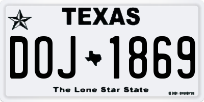 TX license plate DOJ1869