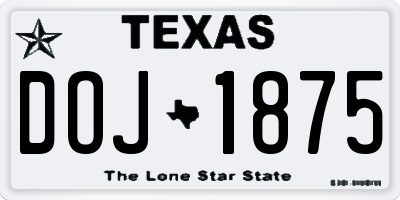 TX license plate DOJ1875