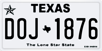 TX license plate DOJ1876