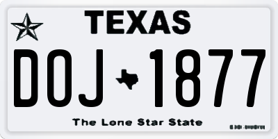 TX license plate DOJ1877