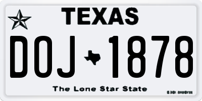 TX license plate DOJ1878