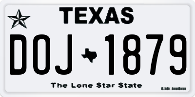 TX license plate DOJ1879