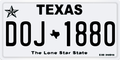 TX license plate DOJ1880