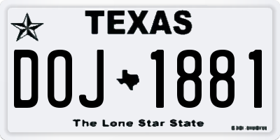 TX license plate DOJ1881