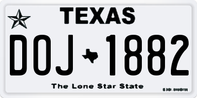 TX license plate DOJ1882