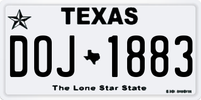 TX license plate DOJ1883