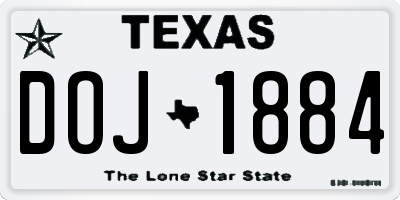 TX license plate DOJ1884