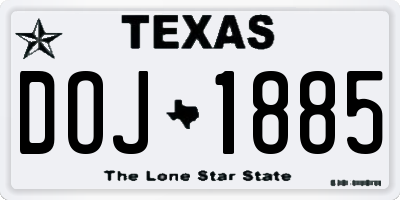 TX license plate DOJ1885