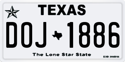TX license plate DOJ1886