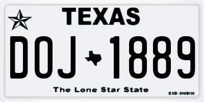 TX license plate DOJ1889