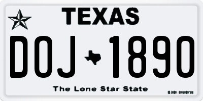 TX license plate DOJ1890