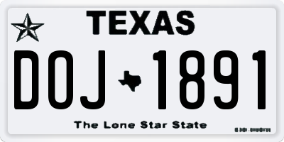 TX license plate DOJ1891