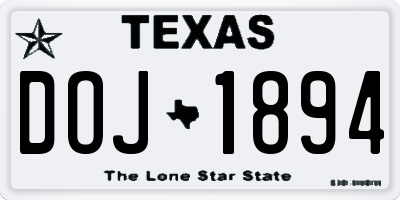 TX license plate DOJ1894
