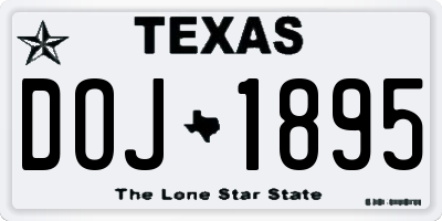 TX license plate DOJ1895