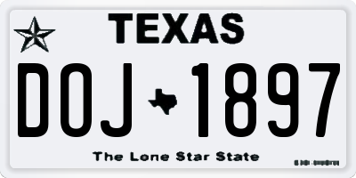 TX license plate DOJ1897