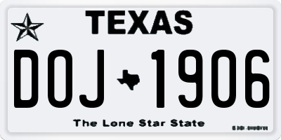 TX license plate DOJ1906