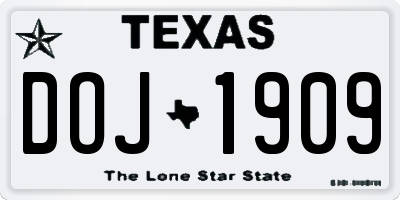 TX license plate DOJ1909