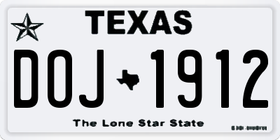 TX license plate DOJ1912