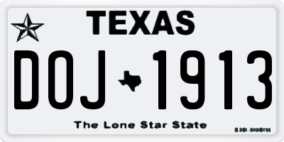 TX license plate DOJ1913