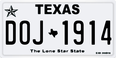 TX license plate DOJ1914