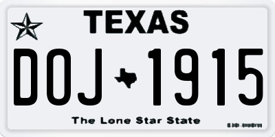 TX license plate DOJ1915