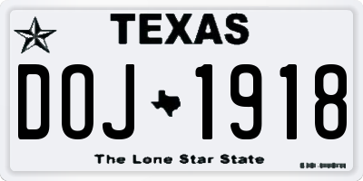 TX license plate DOJ1918