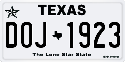 TX license plate DOJ1923