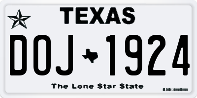 TX license plate DOJ1924