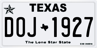 TX license plate DOJ1927