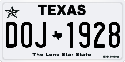 TX license plate DOJ1928