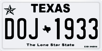 TX license plate DOJ1933