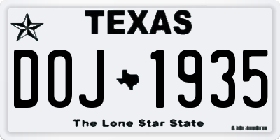 TX license plate DOJ1935