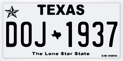 TX license plate DOJ1937