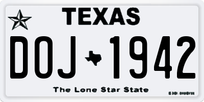 TX license plate DOJ1942