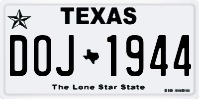 TX license plate DOJ1944