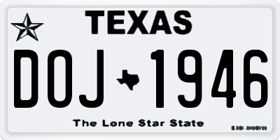 TX license plate DOJ1946