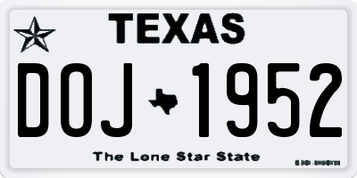 TX license plate DOJ1952