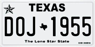 TX license plate DOJ1955