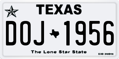 TX license plate DOJ1956